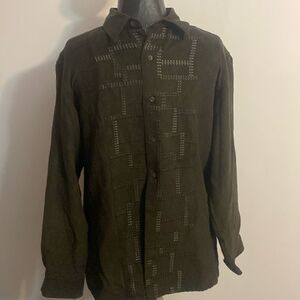 Claiborne Brown Faux Suede button-down shirt, size M